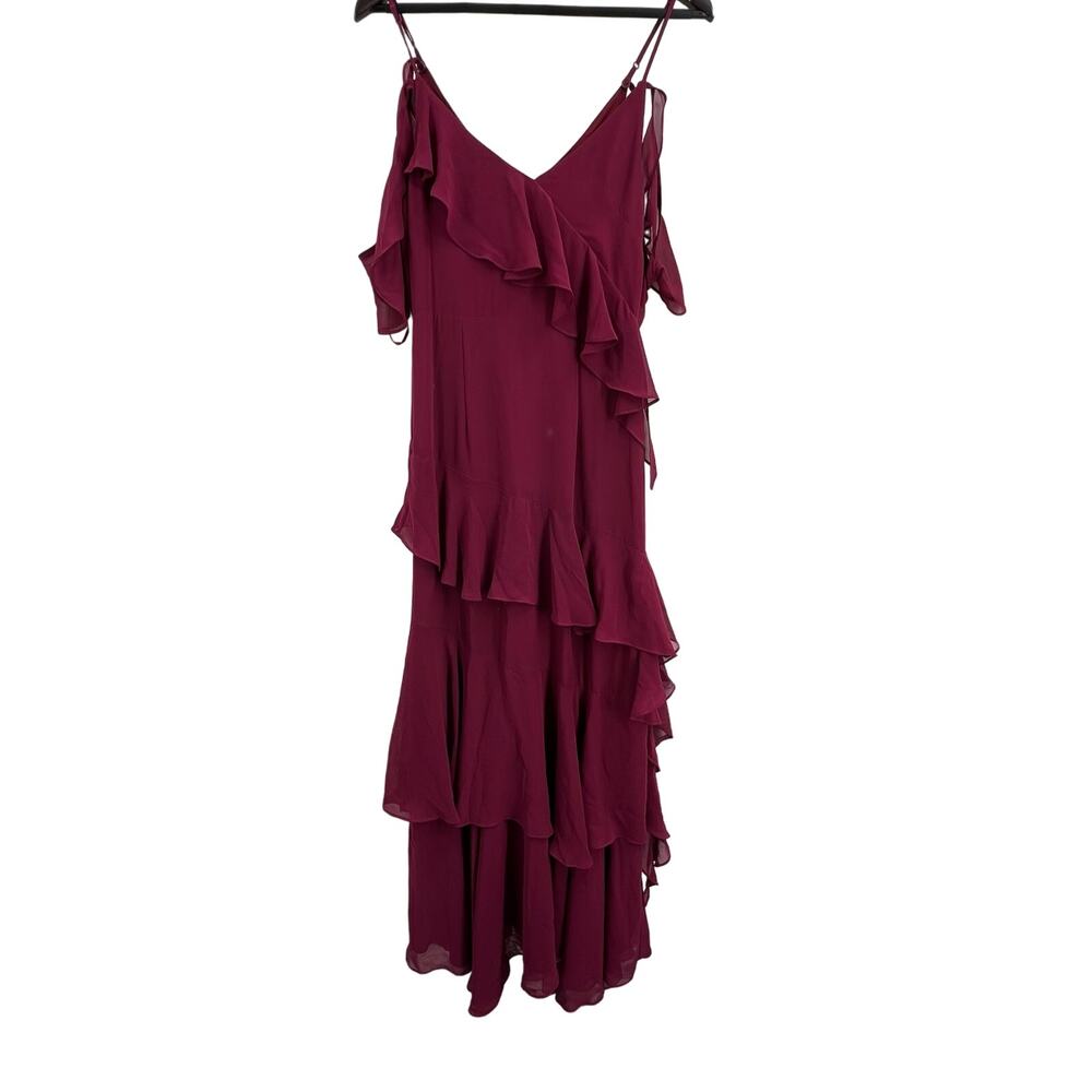 Yumi Kim Maxi Dress‎ Small Heart's Desire Burgundy Ruffle Special Occasion New